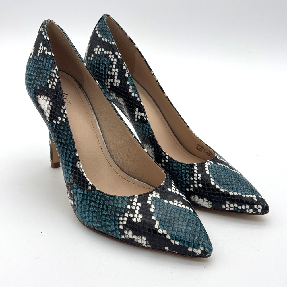 Botkier New York Marci Pump Teal Snake Embossed Leather Size 7 Brazil